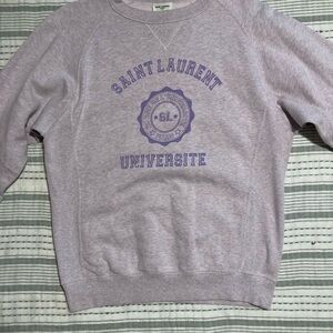Saint Laurent Lilac Crewneck Sweatshirt with Purple Logo